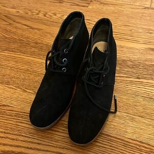 Cole Haan black suede Platform tie up booties size 8.5